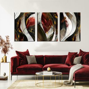 Τρίπτυχο Abstract with deep red