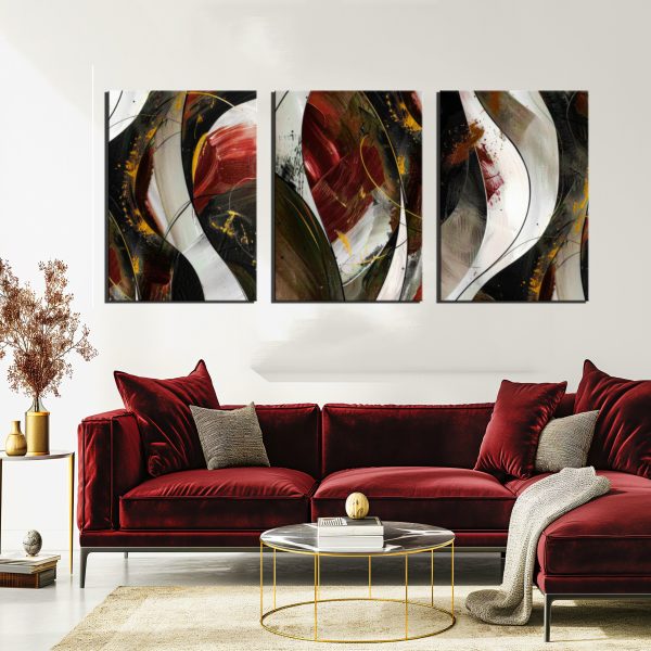 Τρίπτυχο Abstract with deep red