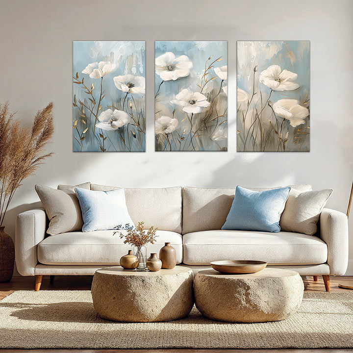 Τρίπτυχο White Flowers